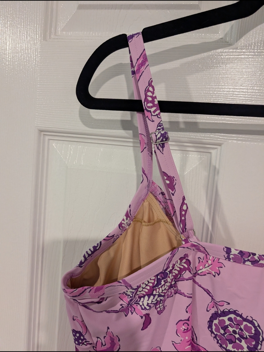 Lands' End Purple & Pink Floral Twist-Front Tankini Swim Top in Size 18 - Picture 6 of 12